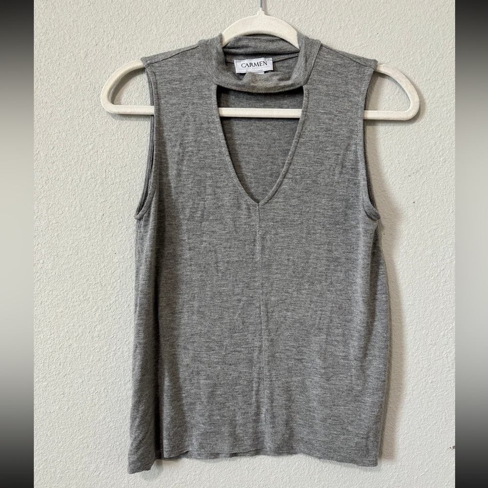 Grey Choker Neck Sleeveless Tank Top Womens Size Small